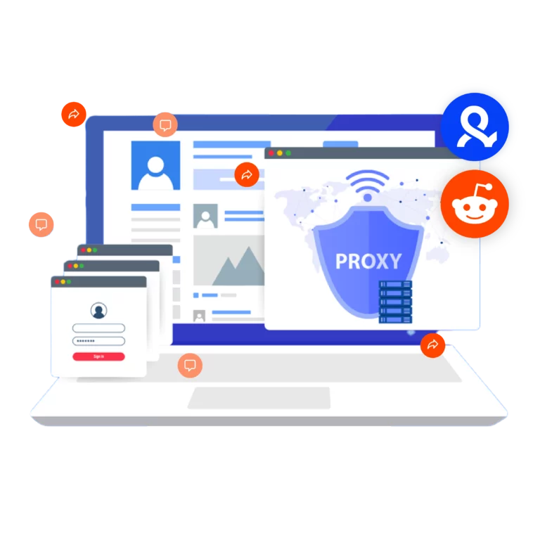 Ilustração de uma configuração simples de proxy do Reddit com Multilogin para navegação segura e anônima.
